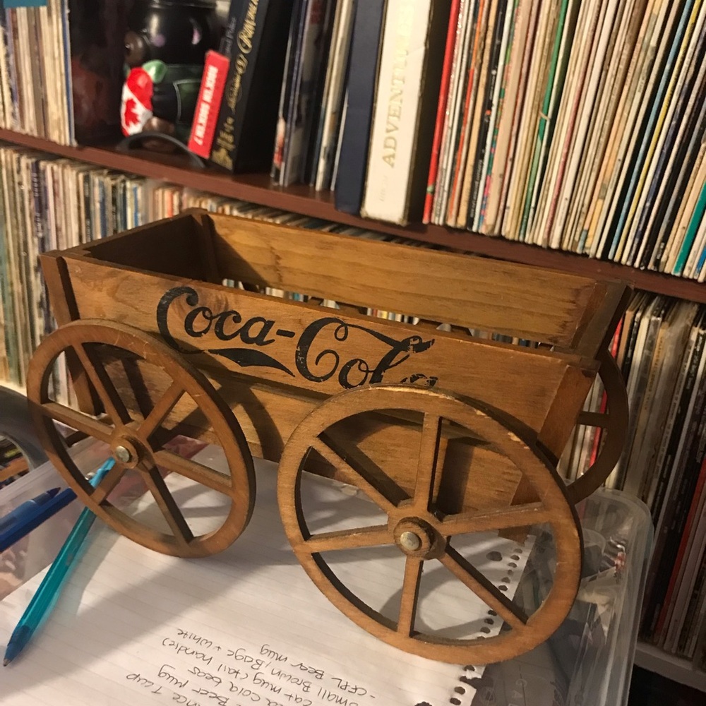 Coca-Cola Wooden Wagon Decorative Crate - Brown